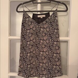 LOFT Black and Pink Floral Camisole